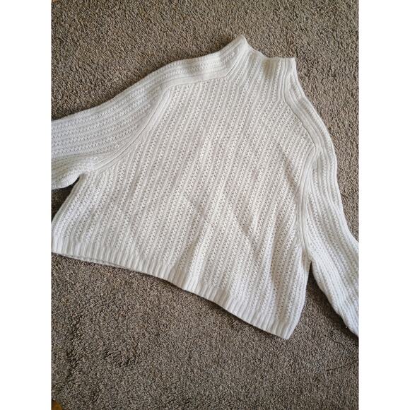Madewell Pointelle-Stitch Mockneck Sweater ivory cream 100% merino wool small - Picture 7 of 13